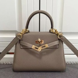 Hermes Kelly 25CM Borsa Grigio Clemence Pelle