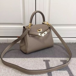 Hermes Kelly 25CM Borsa Grigio Clemence Pelle