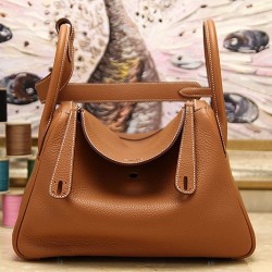 Hermes Lindy 26cm 30cm 34cm Borsa in pelle marrone