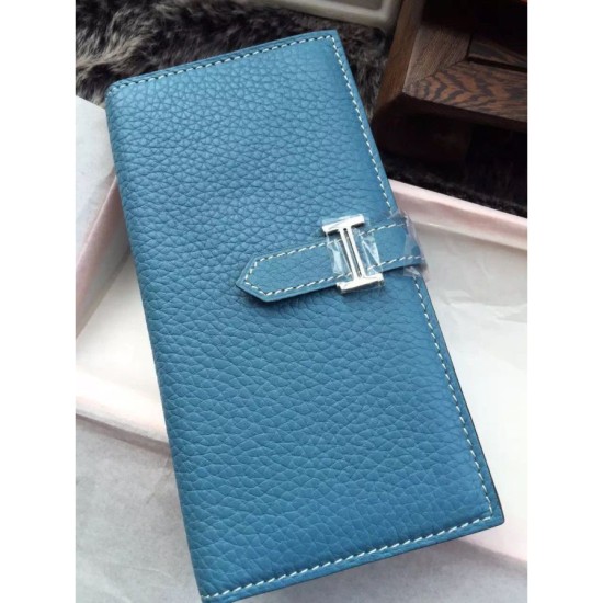Replica Hermes Bearn Portafoglio In Blue Jean pelle Replica Hermes Bearn Portafoglio In Blue Jean pelle