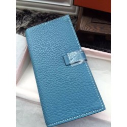 Hermes Bearn Portafoglio In Blue Jean pelle Hermes Bearn Portafoglio In Blue Jean pelle