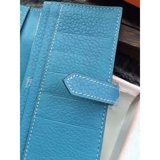 Replica Hermes Bearn Portafoglio In Blue Jean pelle Replica Hermes Bearn Portafoglio In Blue Jean pelle