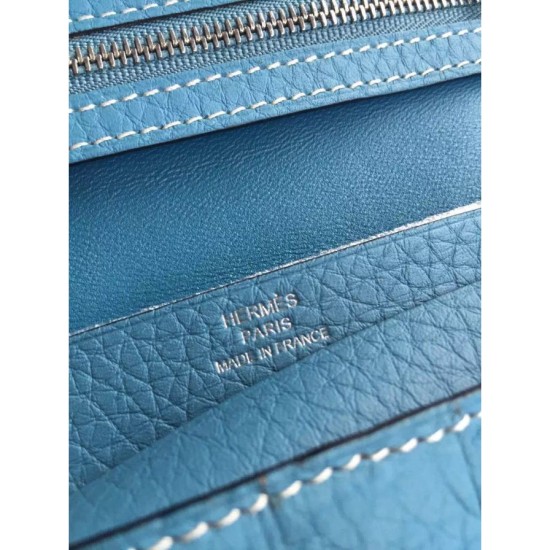 Replica Hermes Bearn Portafoglio In Blue Jean pelle Replica Hermes Bearn Portafoglio In Blue Jean pelle