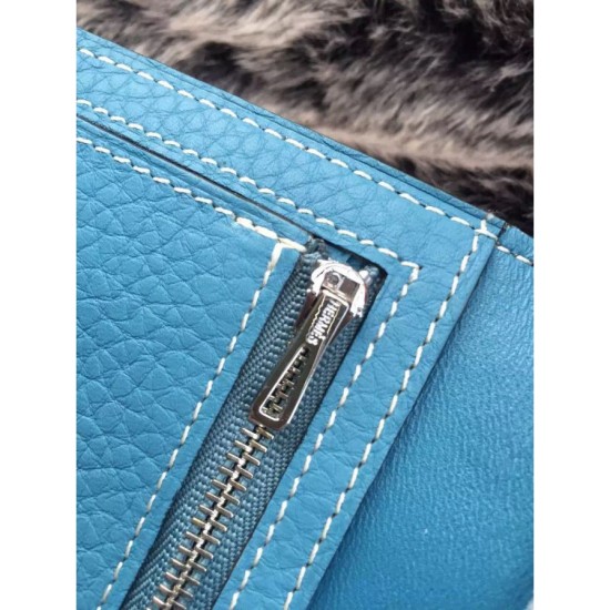 Replica Hermes Bearn Portafoglio In Blue Jean pelle Replica Hermes Bearn Portafoglio In Blue Jean pelle