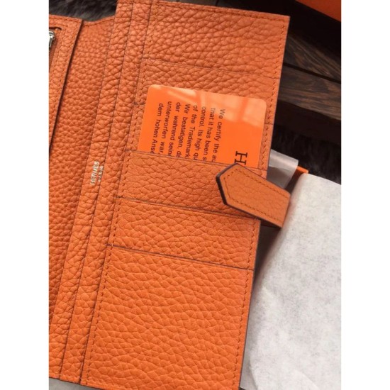 Replica Hermes Bearn Portafoglio in pelle arancione Replica Hermes Bearn Portafoglio in pelle arancione