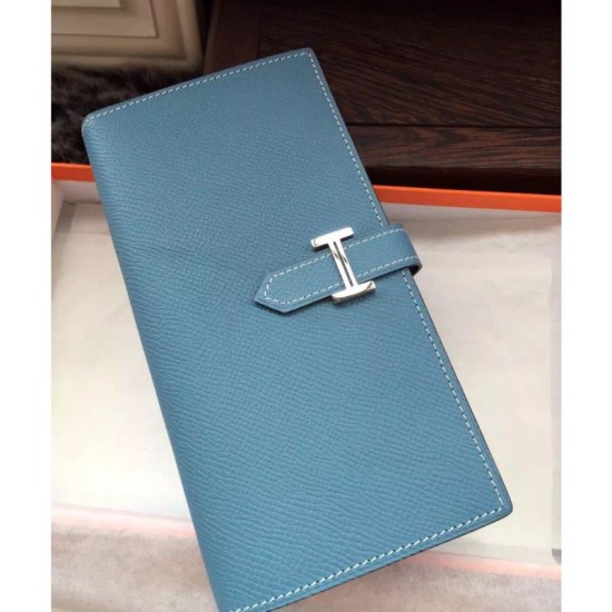 Replica Hermes Bearn Portafoglio in pelle blu Jean Epsom Replica Hermes Bearn Portafoglio in pelle blu Jean Epsom