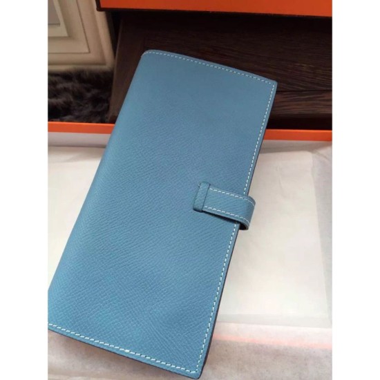 Replica Hermes Bearn Portafoglio in pelle blu Jean Epsom Replica Hermes Bearn Portafoglio in pelle blu Jean Epsom