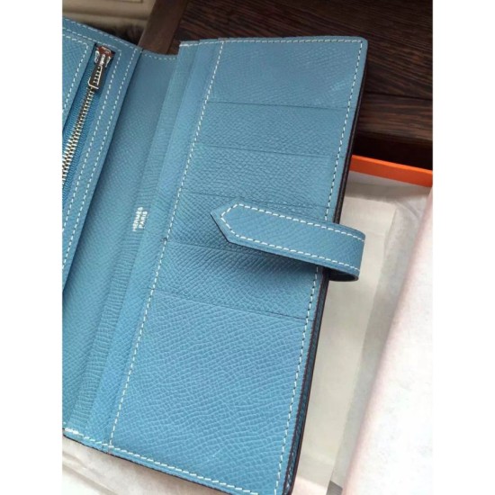 Replica Hermes Bearn Portafoglio in pelle blu Jean Epsom Replica Hermes Bearn Portafoglio in pelle blu Jean Epsom