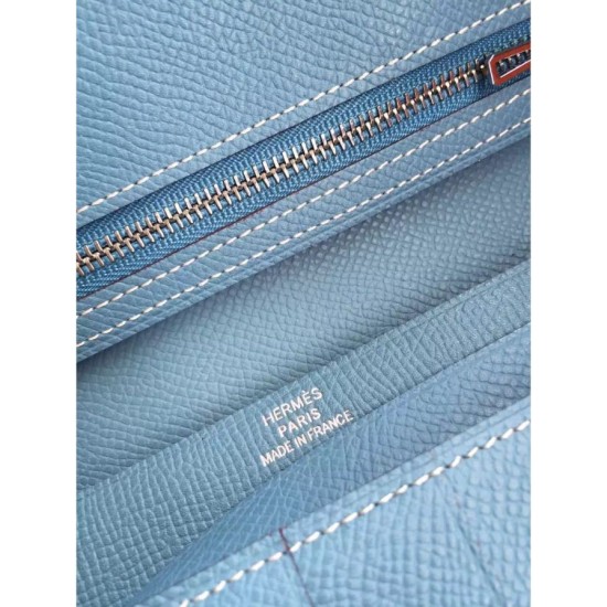 Replica Hermes Bearn Portafoglio in pelle blu Jean Epsom Replica Hermes Bearn Portafoglio in pelle blu Jean Epsom