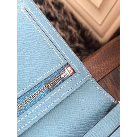 Replica Hermes Bearn Portafoglio in pelle blu Jean Epsom Replica Hermes Bearn Portafoglio in pelle blu Jean Epsom
