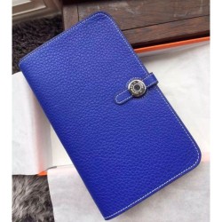 Hermes Dogon Portafoglio blu elettrico Cuoio