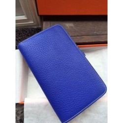 Hermes Dogon Portafoglio blu elettrico Cuoio