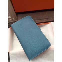 Hermes Dogon Portafoglio In Blue Jean pelle