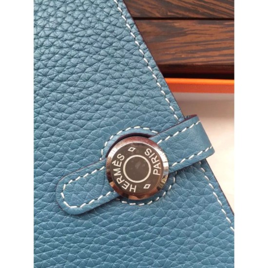 Replica Hermes Dogon Portafoglio In Blue Jean pelle Replica Hermes Dogon Portafoglio In Blue Jean pelle