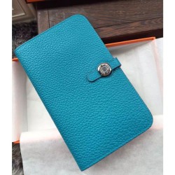Hermes Dogon Portafoglio in pelle turchese