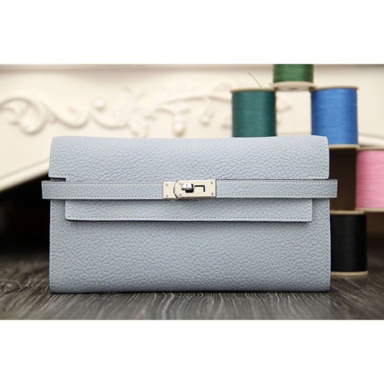 Replica Hermes Kelly Longue Portafoglio in pelle blu Lin Clemence Replica Hermes Kelly Longue Portafoglio in pelle blu Lin Clemence