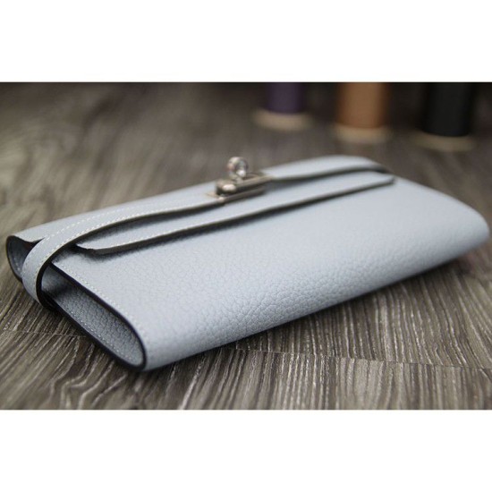 Replica Hermes Kelly Longue Portafoglio in pelle blu Lin Clemence Replica Hermes Kelly Longue Portafoglio in pelle blu Lin Clemence