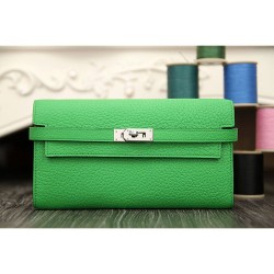 Hermes Kelly Longue Portafoglio in pelle di bambù Clemence