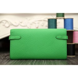 Hermes Kelly Longue Portafoglio in pelle di bambù Clemence