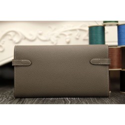 Hermes Kelly Longue Portafoglio in pelle étoupe Epsom