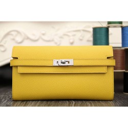Hermes Kelly Longue Portafoglio in pelle gialla Epsom