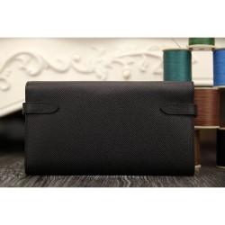 Hermes Kelly Longue Portafoglio in pelle nera Epsom Hermes Kelly Longue Portafoglio in pelle nera Epsom