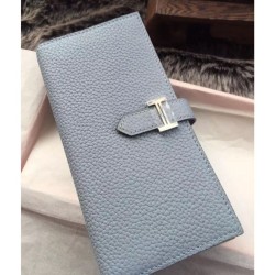 Portafoglio Hermes Bearn in azzurro in pelle