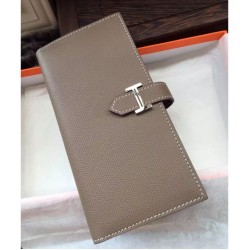 Portafoglio Hermes Bearn in pelle Etain Epsom