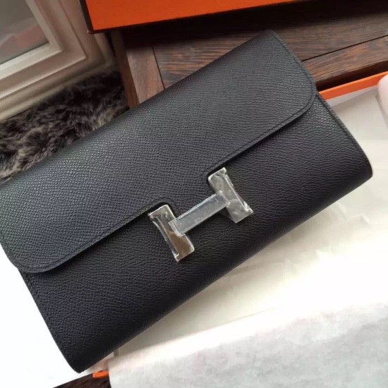 Replica Portafoglio Hermes Costanza a lungo in pelle nera Epsom Replica Portafoglio Hermes Costanza a lungo in pelle nera Epsom
