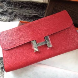 Portafoglio Hermes Costanza a lungo in pelle Vermillion