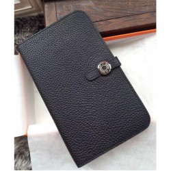 Portafoglio Hermes Dogon in pelle nera