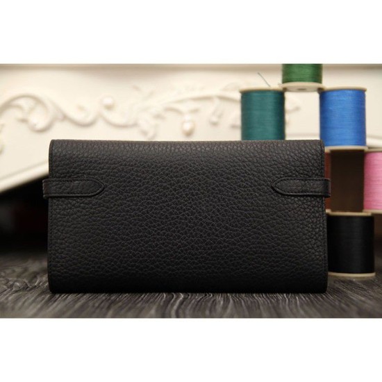 Replica Portafoglio Hermes Kelly Longue in pelle nera Clemence Replica Portafoglio Hermes Kelly Longue in pelle nera Clemence