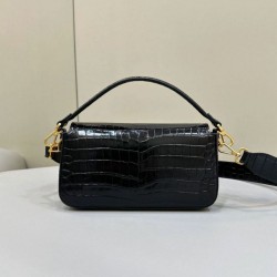 Borsa Baguette Media Fendi 8BR600 Coccodrillo Nero