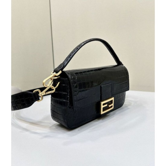 Replica Borsa Baguette Media Fendi 8BR600 Coccodrillo Nero Replica Borsa Baguette Media Fendi 8BR600 Coccodrillo Nero