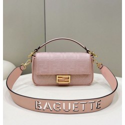 Borsa in tela Fendi Baguette media FF 8BR600 Rosa