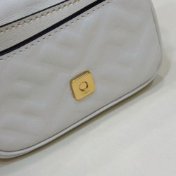 Borsa mini Fendi Nano Baguette FF in tela Bianca