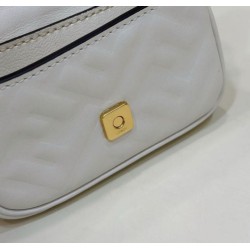 Borsa mini Fendi Nano Baguette FF in tela Bianca