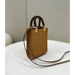 Borsa tote Fendi Mini Sunshine Shopper Marrone