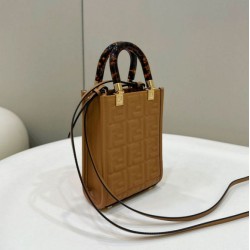 Borsa tote Fendi Mini Sunshine Shopper Marrone