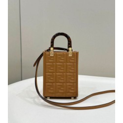 Borsa tote Fendi Mini Sunshine Shopper Marrone