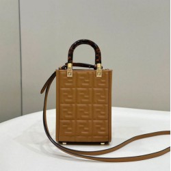 Borsa tote Fendi Mini Sunshine Shopper Marrone