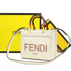Borsa tote shopper piccola Fendi Sunshine Bianca