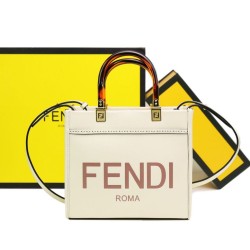 Borsa tote shopper piccola Fendi Sunshine Bianca