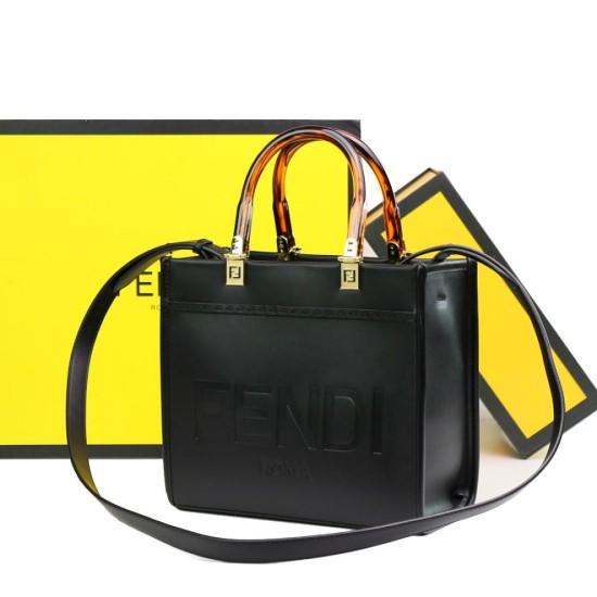 Replica Borsa tote Fendi Sunshine piccola shopper nera Replica Borsa tote Fendi Sunshine piccola shopper nera