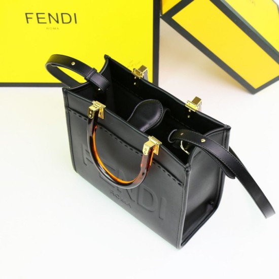 Replica Borsa tote Fendi Sunshine piccola shopper nera Replica Borsa tote Fendi Sunshine piccola shopper nera