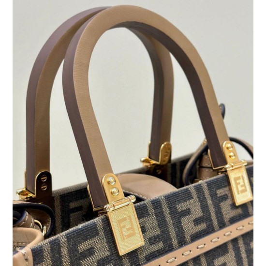 Replica Borsa Fendi Sunshine Small Shopper Tote FF in tessuto jacquard Marrone Replica Borsa Fendi Sunshine Small Shopper Tote FF in tessuto jacquard Marrone