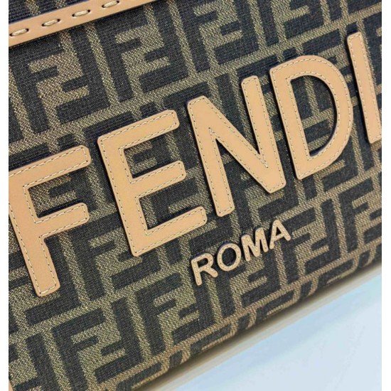 Replica Borsa Fendi Sunshine Small Shopper Tote FF in tessuto jacquard Marrone Replica Borsa Fendi Sunshine Small Shopper Tote FF in tessuto jacquard Marrone