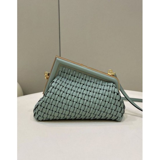 Replica Fendi First Borsa piccola in pelle intrecciata Azzurro