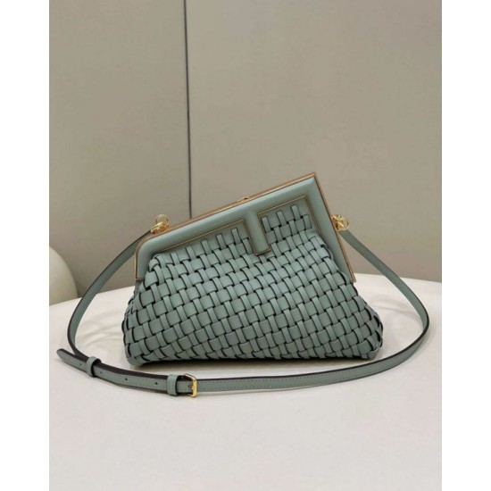 Replica Fendi First Borsa piccola in pelle intrecciata Azzurro