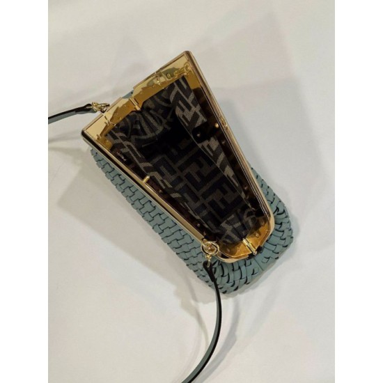 Replica Fendi First Borsa piccola in pelle intrecciata Azzurro
